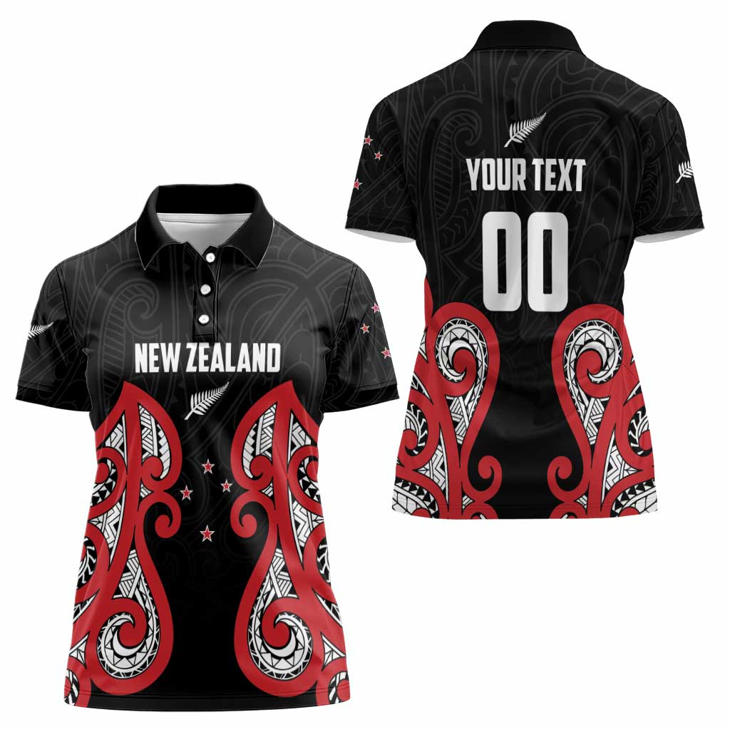 Custom Rugby New Zealand Women Polo Shirt Baby Black Go Champions
