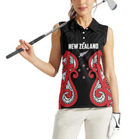Custom Rugby New Zealand Women Sleeveless Polo Shirt Baby Black Go Champions