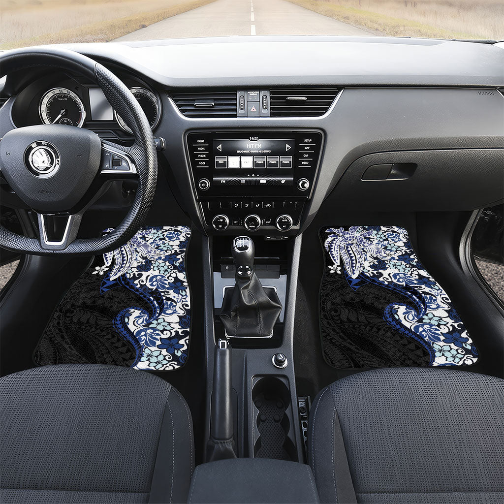 Monstera Plumeria Flowers Blue Car Mats Polynesian Pattern