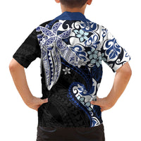 Monstera Plumeria Flowers Blue Family Matching Off Shoulder Maxi Dress and Hawaiian Shirt Polynesian Pattern