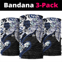 Monstera Plumeria Flowers Blue Neck Gaiter Polynesian Pattern