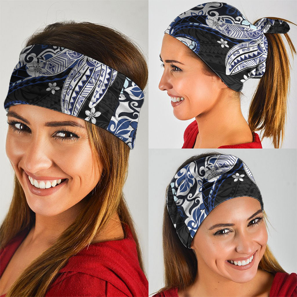 Monstera Plumeria Flowers Blue Neck Gaiter Polynesian Pattern