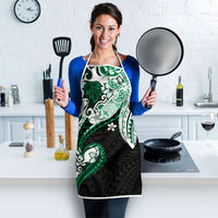 Monstera Plumeria Flowers Green Apron Polynesian Pattern