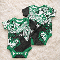 Monstera Plumeria Flowers Green Baby Onesie Polynesian Pattern LT01 - Polynesian Pride