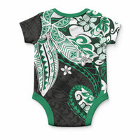 Monstera Plumeria Flowers Green Baby Onesie Polynesian Pattern LT01 - Polynesian Pride