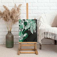 Monstera Plumeria Flowers Green Canvas Wall Art Polynesian Pattern
