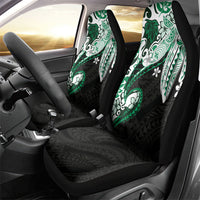 Monstera Plumeria Flowers Green Car Seat Cover Polynesian Pattern