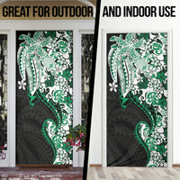 Monstera Plumeria Flowers Green Door Cover Polynesian Pattern