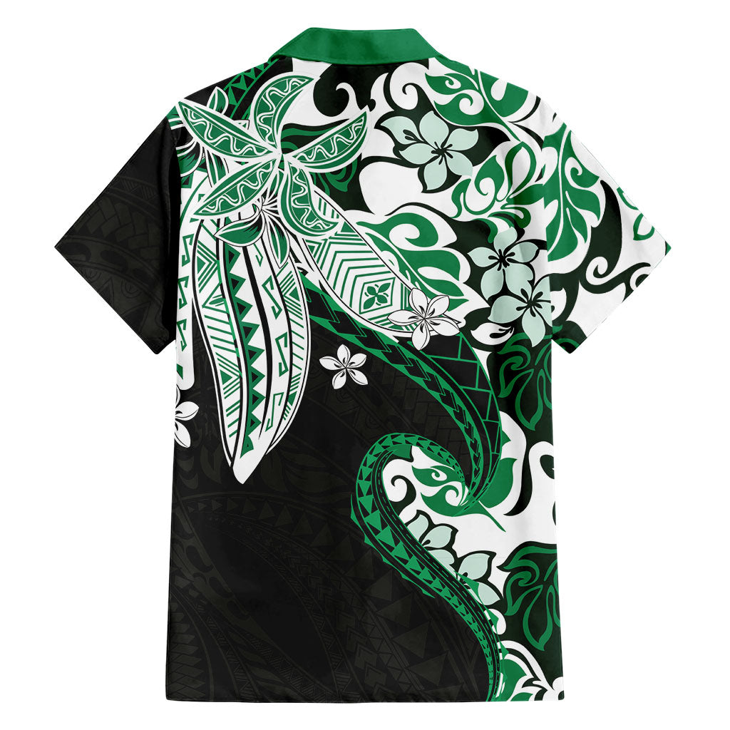 Monstera Plumeria Flowers Green Family Matching Mermaid Dress and Hawaiian Shirt Polynesian Pattern LT01 - Polynesian Pride