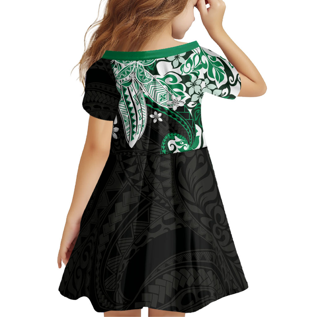 Monstera Plumeria Flowers Green Family Matching Off The Shoulder Long Sleeve Dress and Hawaiian Shirt Polynesian Pattern LT01 - Polynesian Pride