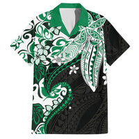 Monstera Plumeria Flowers Green Hawaiian Shirt Polynesian Pattern