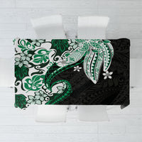 Monstera Plumeria Flowers Green Tablecloth Polynesian Pattern