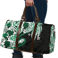Monstera Plumeria Flowers Green Travel Bag Polynesian Pattern