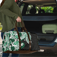 Monstera Plumeria Flowers Green Travel Bag Polynesian Pattern