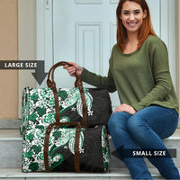 Monstera Plumeria Flowers Green Travel Bag Polynesian Pattern
