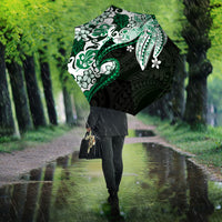 Monstera Plumeria Flowers Green Umbrella Polynesian Pattern