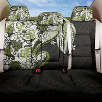Monstera Plumeria Flowers Olive Green Back Car Seat Cover Polynesian Pattern