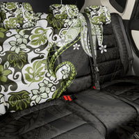 Monstera Plumeria Flowers Olive Green Back Car Seat Cover Polynesian Pattern