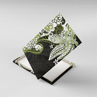 Monstera Plumeria Flowers Olive Green Canvas Wall Art Polynesian Pattern