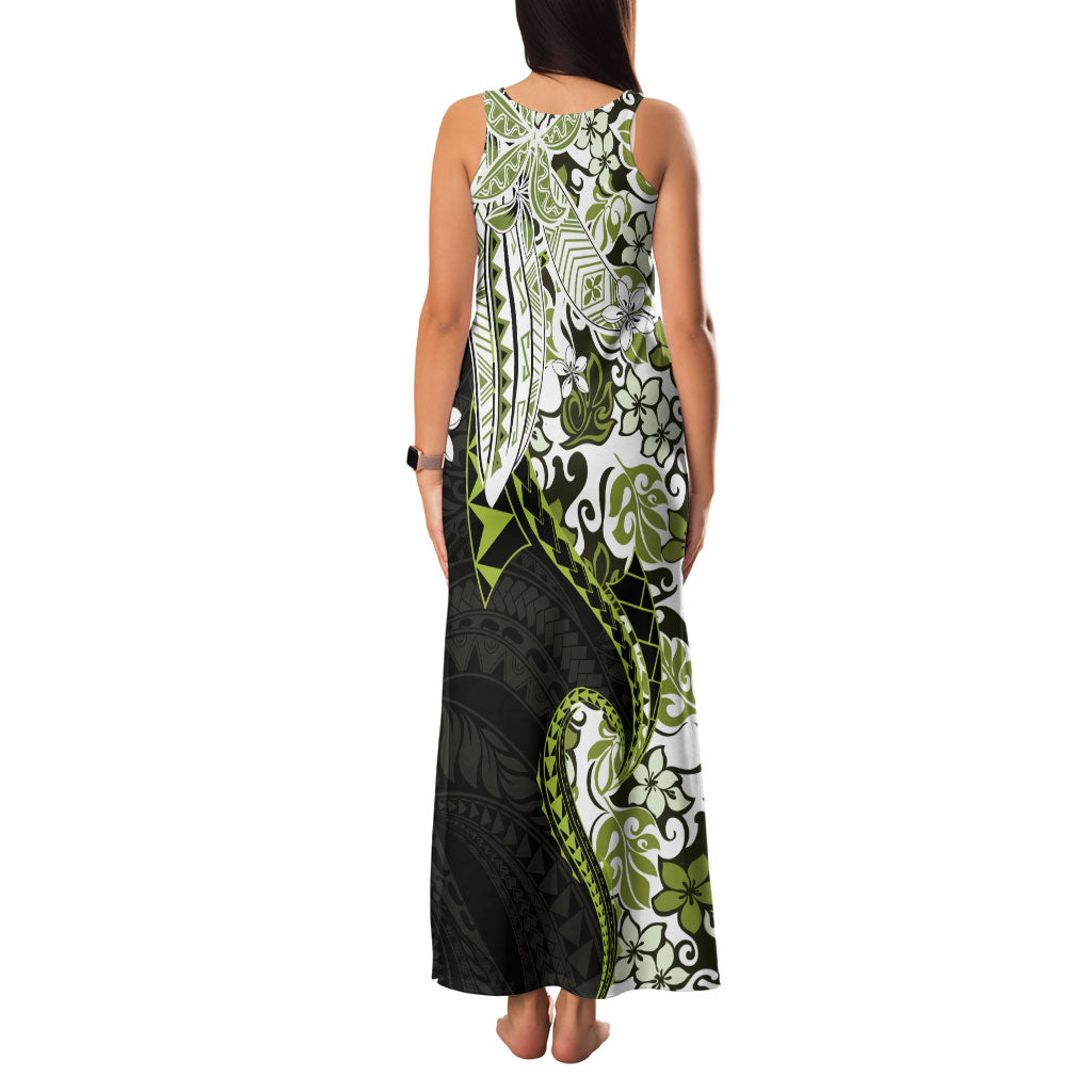 Monstera Plumeria Flowers Olive Green Family Matching Tank Maxi Dress and Hawaiian Shirt Polynesian Pattern LT01 - Polynesian Pride