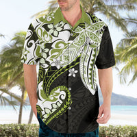 Monstera Plumeria Flowers Olive Green Hawaiian Shirt Polynesian Pattern