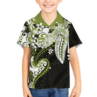 Monstera Plumeria Flowers Olive Green Hawaiian Shirt Polynesian Pattern