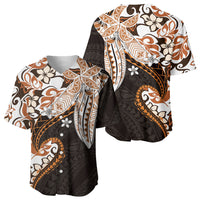 Monstera Plumeria Flowers Orange Baseball Jersey Polynesian Pattern