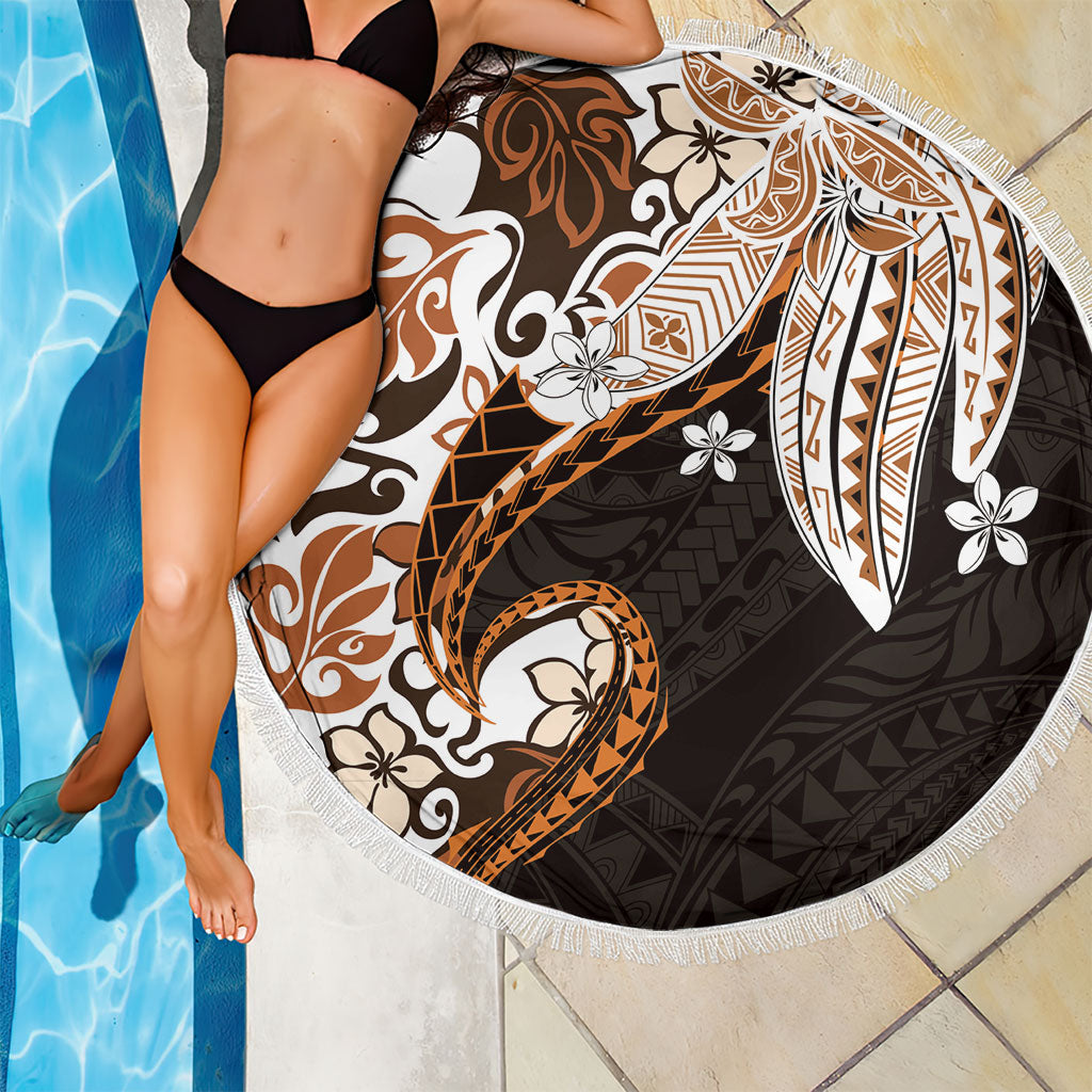 Monstera Plumeria Flowers Orange Beach Blanket Polynesian Pattern