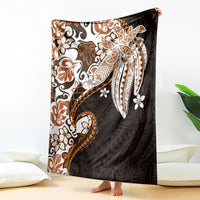 Monstera Plumeria Flowers Orange Blanket Polynesian Pattern