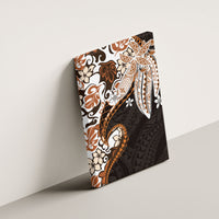 Monstera Plumeria Flowers Orange Canvas Wall Art Polynesian Pattern