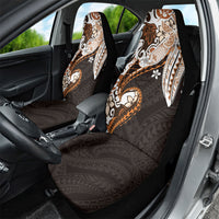 Monstera Plumeria Flowers Orange Car Seat Cover Polynesian Pattern
