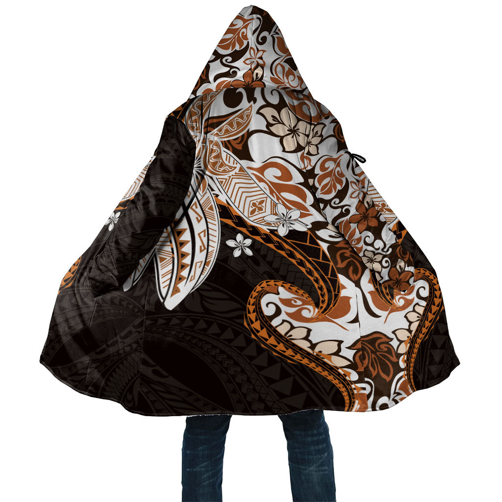 Monstera Plumeria Flowers Orange Cloak Polynesian Pattern