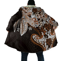Monstera Plumeria Flowers Orange Cloak Polynesian Pattern