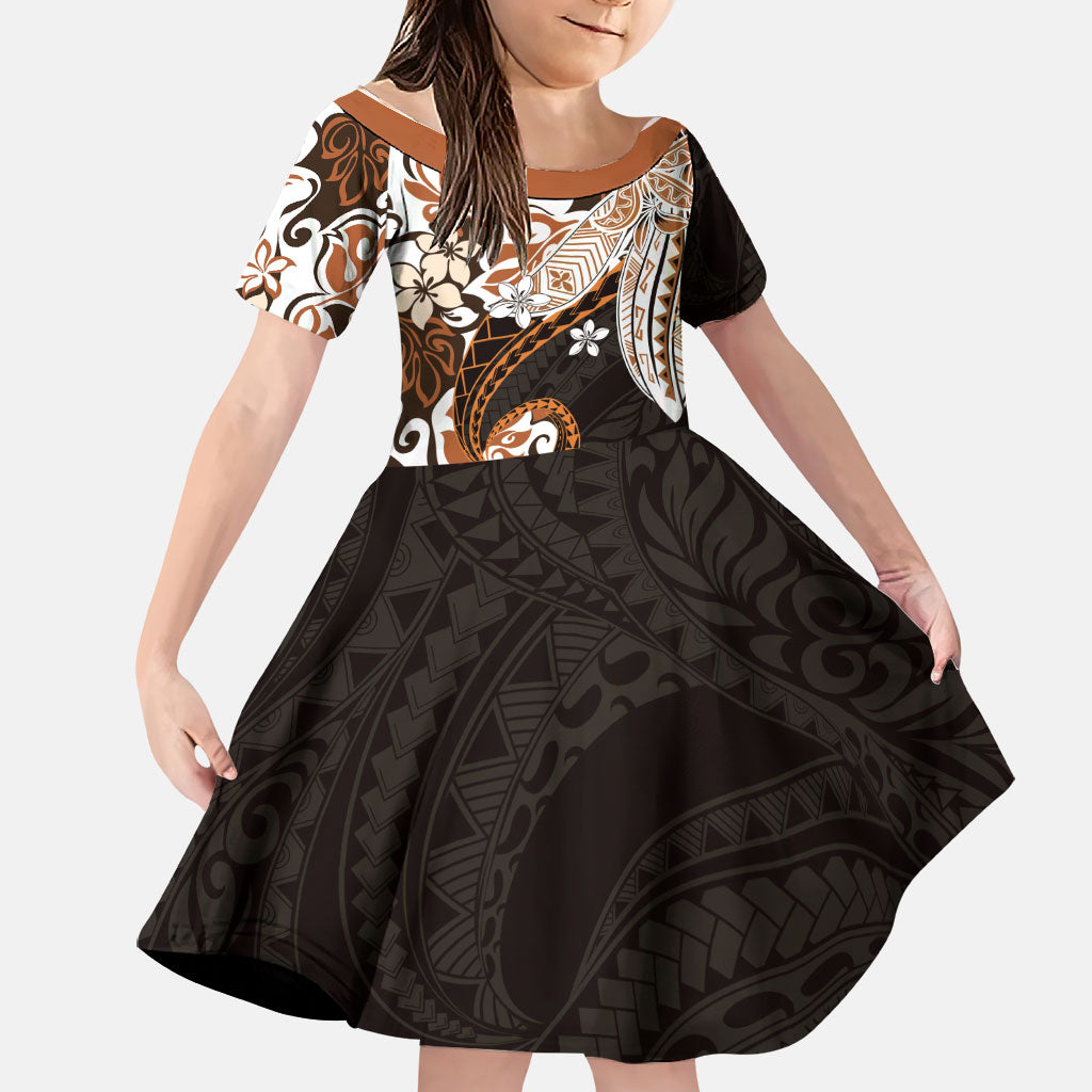 Monstera Plumeria Flowers Orange Family Matching Off Shoulder Short Dress and Hawaiian Shirt Polynesian Pattern
