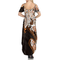 Monstera Plumeria Flowers Orange Family Matching Summer Maxi Dress and Hawaiian Shirt Polynesian Pattern