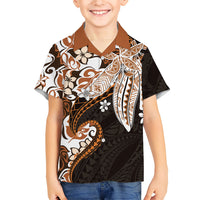 Monstera Plumeria Flowers Orange Family Matching Tank Maxi Dress and Hawaiian Shirt Polynesian Pattern