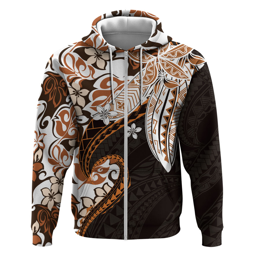 Monstera Plumeria Flowers Orange Hoodie Polynesian Pattern