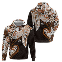 Monstera Plumeria Flowers Orange Hoodie Polynesian Pattern