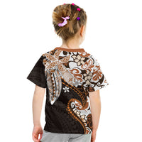Monstera Plumeria Flowers Orange Kid T Shirt Polynesian Pattern