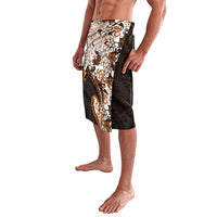 Monstera Plumeria Flowers Orange Lavalava Polynesian Pattern
