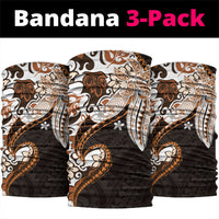 Monstera Plumeria Flowers Orange Neck Gaiter Polynesian Pattern