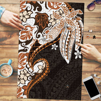 Monstera Plumeria Flowers Orange Puzzle Polynesian Pattern