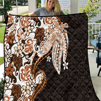 Monstera Plumeria Flowers Orange Quilt Polynesian Pattern