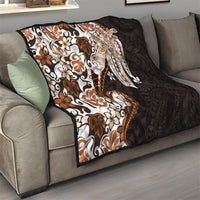 Monstera Plumeria Flowers Orange Quilt Polynesian Pattern