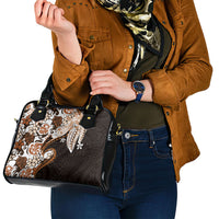 Monstera Plumeria Flowers Orange Shoulder Handbag Polynesian Pattern