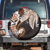 Monstera Plumeria Flowers Orange Spare Tire Cover Polynesian Pattern