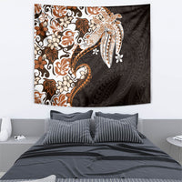Monstera Plumeria Flowers Orange Tapestry Polynesian Pattern