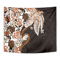 Monstera Plumeria Flowers Orange Tapestry Polynesian Pattern