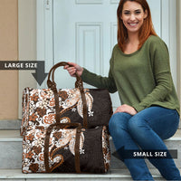 Monstera Plumeria Flowers Orange Travel Bag Polynesian Pattern