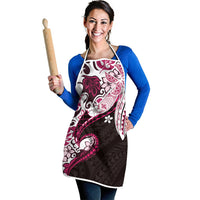 Monstera Plumeria Flowers Pink Apron Polynesian Pattern